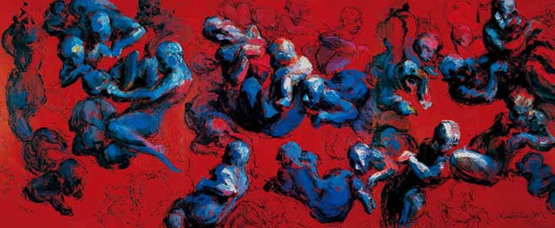 BODIES IN SPACE-1, Oil on canvas, 360X160 cm, 2002, İstanbul