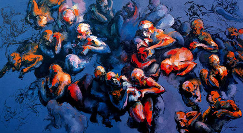 BODIES IN SPACE-4, Oil on canvas, 320X180 cm, 2003, İstanbul