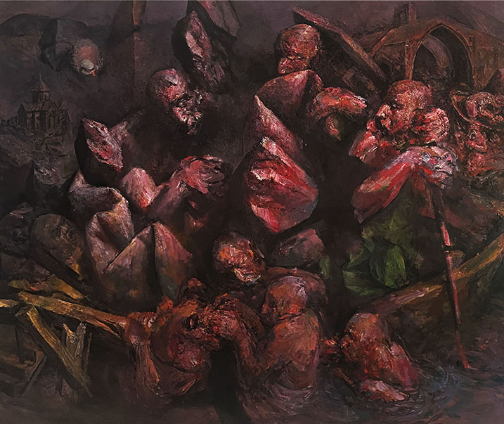 DIVINE COMEDY-13, Oil on canvas, 210X190 cm, 2022, Madison WI USA