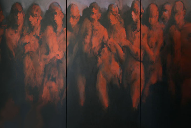 IN FRONT OF THE WALL-1, Oil on canvas, 450X200 cm, 2006, Istanbul