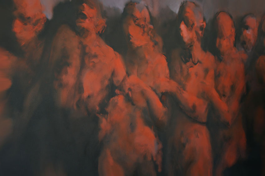 IN FRONT OF THE WALL-2, Oil on canvas, 450X200 cm, 2005, Istanbul