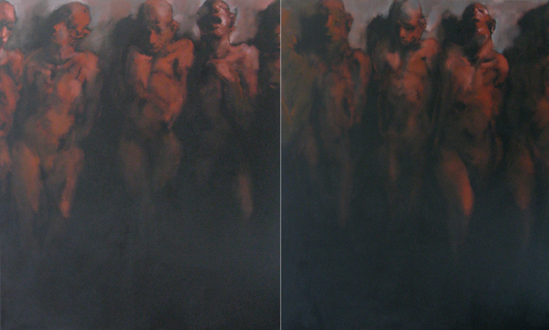 IN FRONT OF THE WALL-5, Oil on canvas, 320X200 cm, 2006, Istanbul