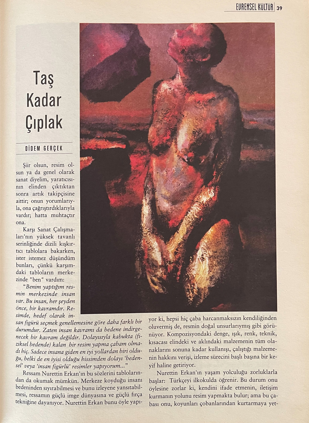 Artıcle about Nurettin Erkan Paintings by Didem Gercek
