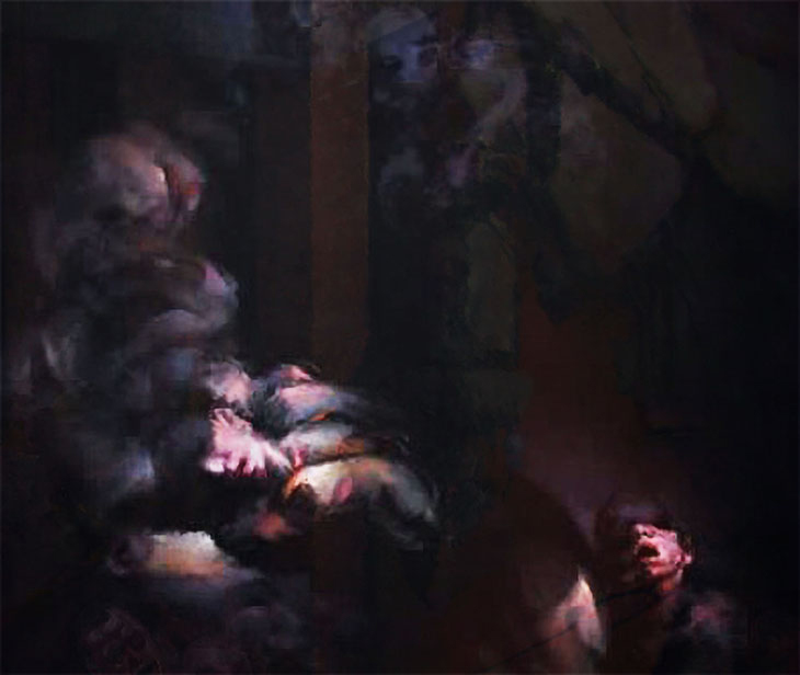 NOCTURNE-2, Oil on canvas, 180X180 cm, 2005, Istanbul